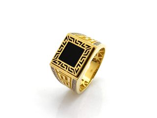 sello oro 18k con piedra con circonita