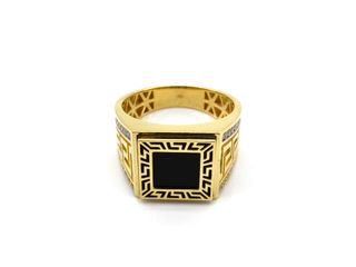 sello oro 18k con piedra con circonita