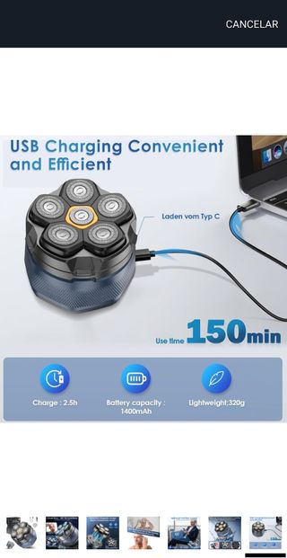 Afeitadora Eléctrica Cabeza Magnética Lavable