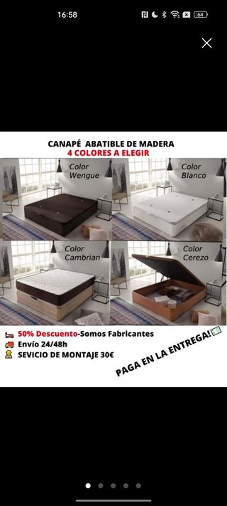 Canapé abatible madera y colchón