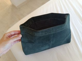Bolso de mano piel verde botella