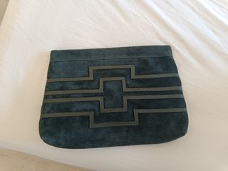 Bolso de mano piel verde botella