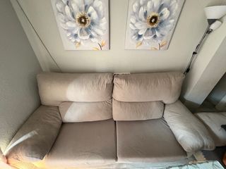 Sofá gris de tela anti manchas 3+2
