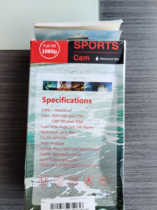 Cámara Deportiva, WiFi 2K y Gran Angular de 120°