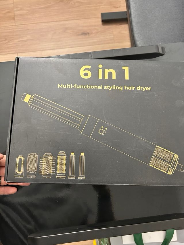 Secador de Pelo Iónico 6 en 1 Negro/Dorado