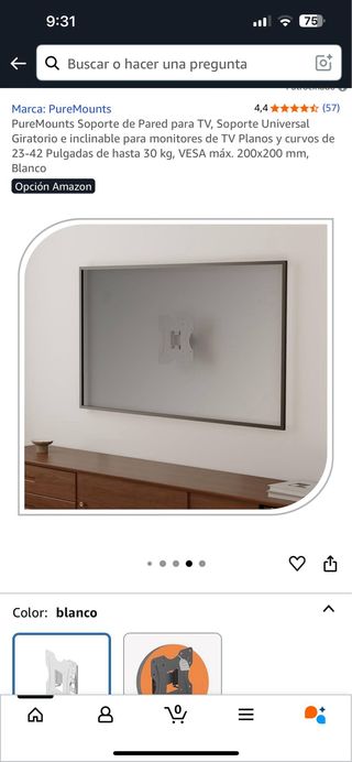 Soporte Pared TV PureMounts Universal Giratorio