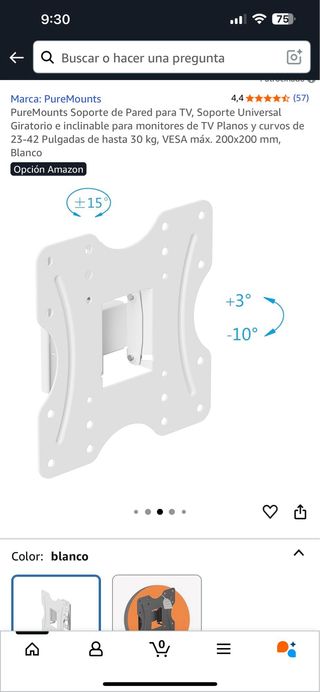 Soporte Pared TV PureMounts Universal Giratorio