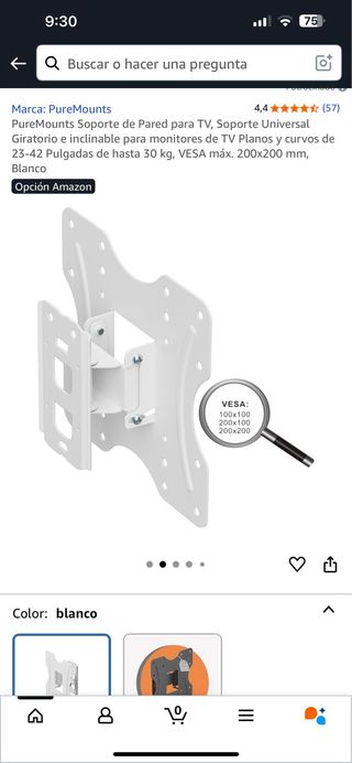 Soporte Pared TV PureMounts Universal Giratorio