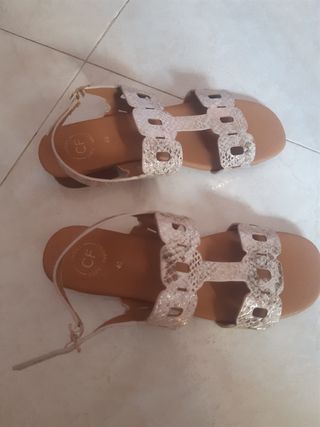 Sandalias doradas y plateadas