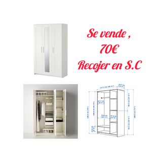 Armario blanco 3 puertas con espejo