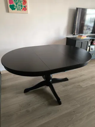 Mesa comedor redonda extensible madera