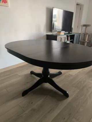 Mesa comedor redonda extensible madera