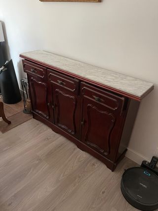 Mueble recibidor madera y mármol