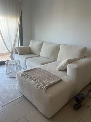 Sofá chaise longue 2 plazas beige