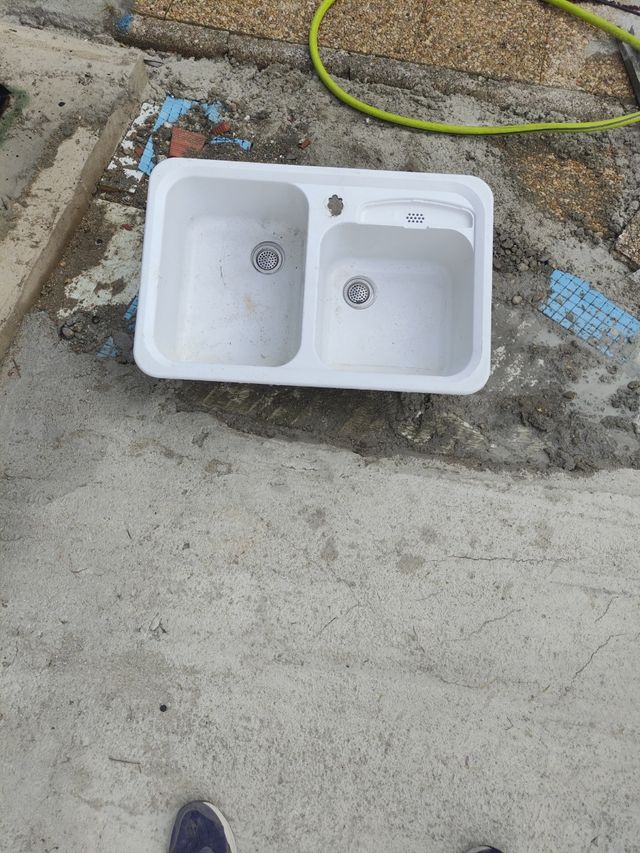 Fregadero doble blanco