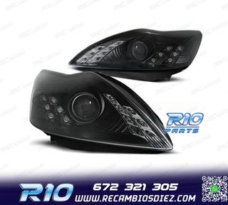 FAROS FORD FOCUS 08-11 OJOS ANGEL FONDO NEGRO
