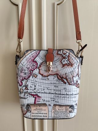 Borsa a secchiello donna con stampa mappa