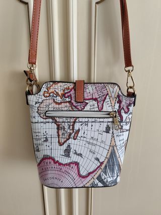 Borsa a secchiello donna con stampa mappa