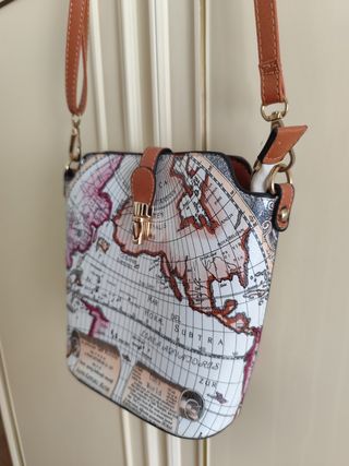 Borsa a secchiello donna con stampa mappa