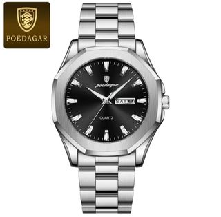 Reloj Poedagar Hombre Negro y Plateado