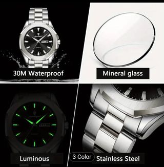 Reloj Poedagar Hombre Negro y Plateado