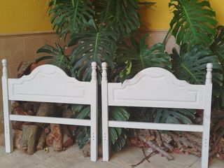 2 Cabeceros de Cama Blancos Madera 90cm