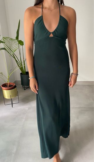 Vestido punto largo verde Zara