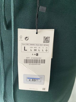 Vestido punto largo verde Zara