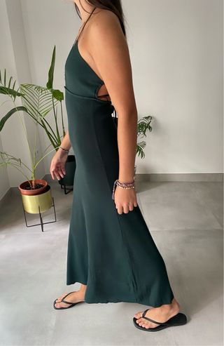 Vestido punto largo verde Zara