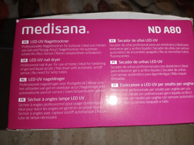 Lámpara LED UV Medisana para Uñas. NUEVA + Esmalte