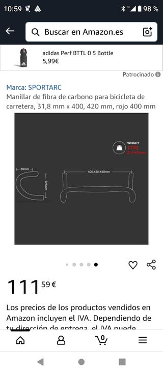 Manillar Carbono Bici Carretera SPORTARC