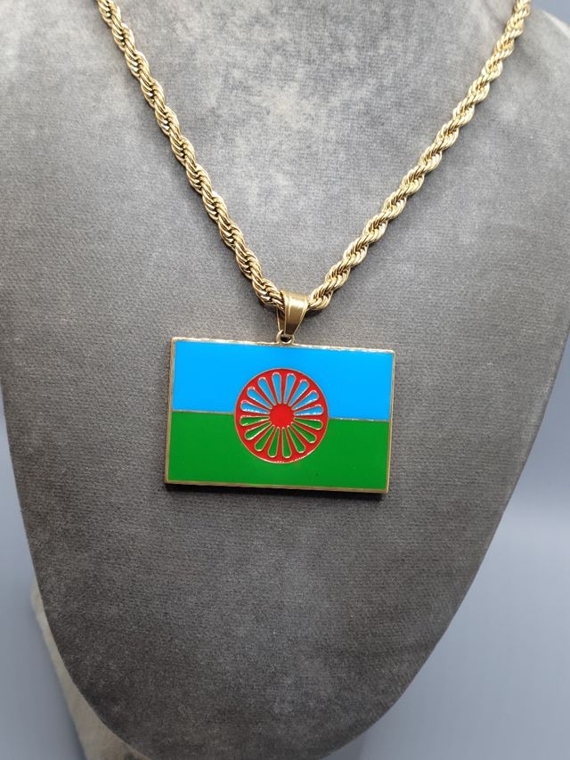 Conjunto Cadena y Anillo Bandera Gitana Romaní