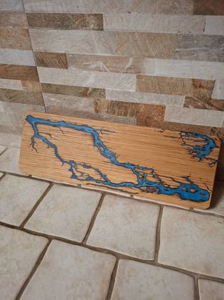 Tagliere Legno e Resina Blu