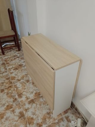 Mesa plegable madera y blanco