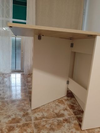 Mesa plegable madera y blanco