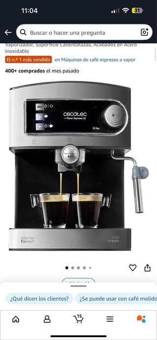 Cafetera Cecotec  Espresso 20 más moledor de CAFÉ
