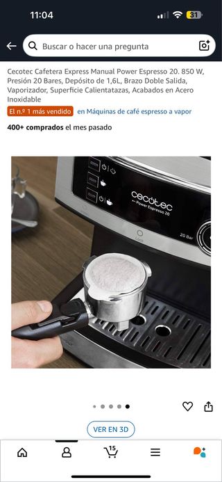 Cafetera Cecotec  Espresso 20 más moledor de CAFÉ