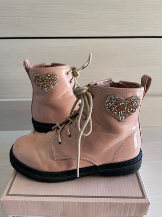 Botas niña rosa corazón brillantes T.32