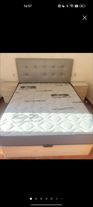 Cama Canapé con Colchón Beige/Gris