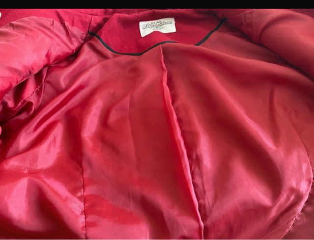 Abrigo de paño rojo talla S