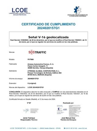 Baliza Geolocalizada SosTraffic V16 IOT