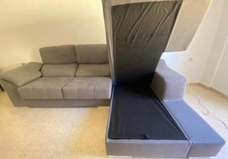 Sofá Chaiselongue arcón + Puff