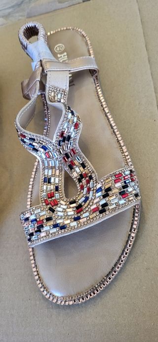Sandalias Brillantes Talla 40 Doradas
