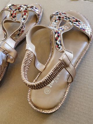 Sandalias Brillantes Talla 40 Doradas