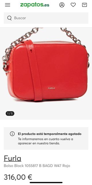 Bolso Furla Rojo Cadena