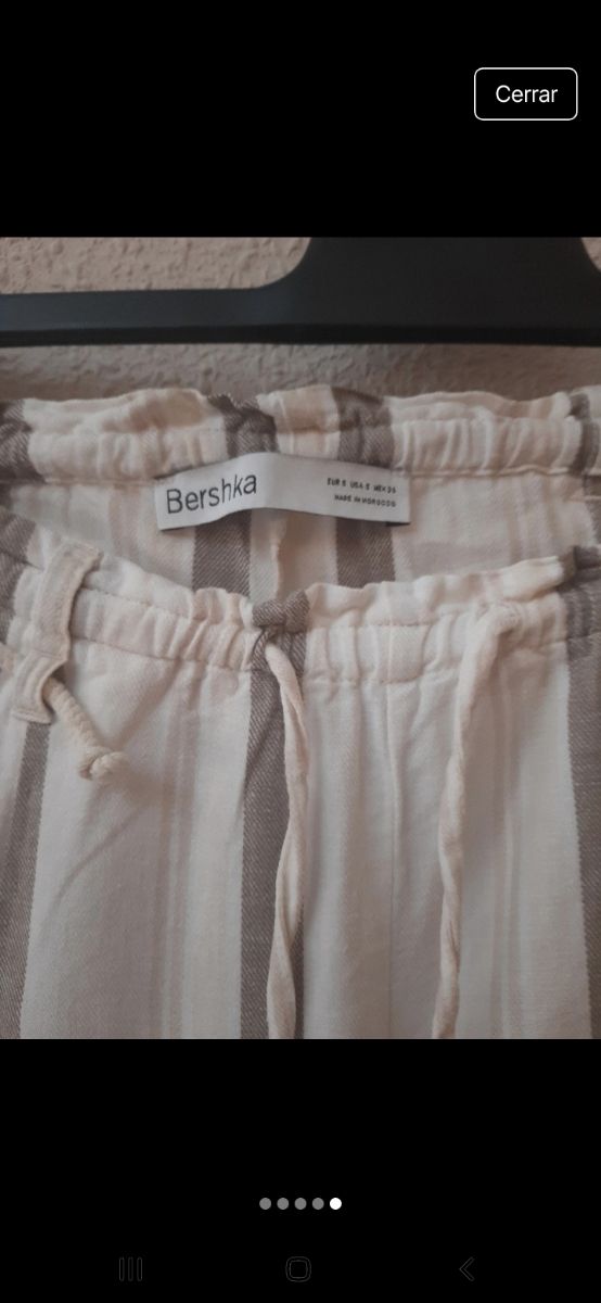 Pantalón Bershka ancho rayas beige/marrón T.S