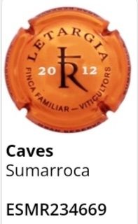 Placa de Cava Sumarroca Letargia 2012