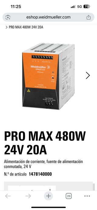 Fuente de Alimentación Weidmüller PROmax 480W 
