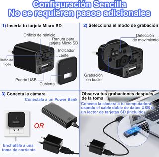 Mini Cámara Espía Cargador USB