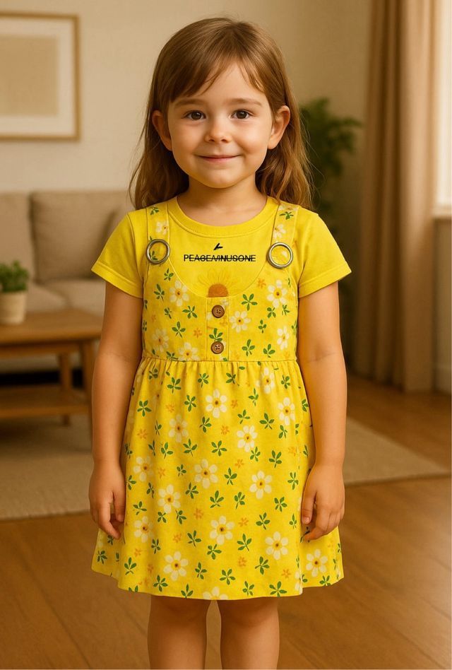 Vestido de niña amarillo floral 7 años